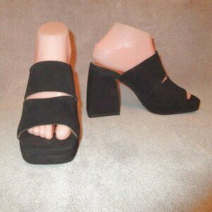 New Free People Platform Sandals Size 6.5 37 Suede Slip On Chunky Baddie 90s Y2K